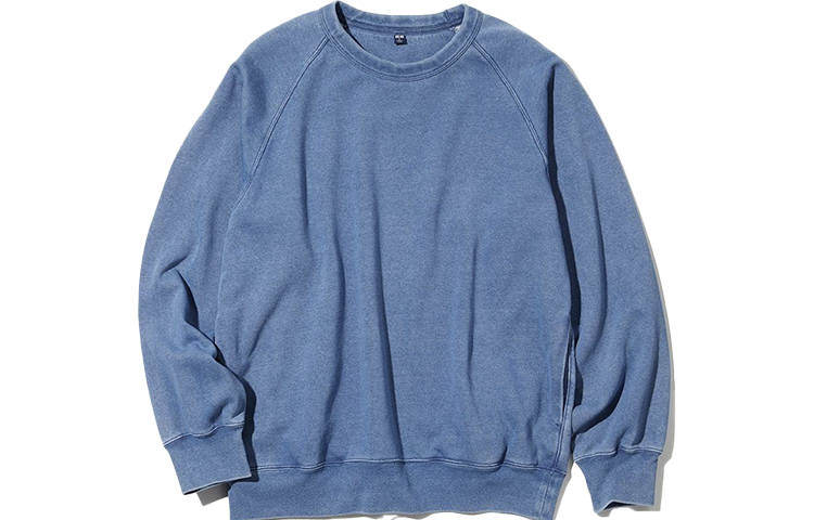 UNIQLO Sweatshirts Unisex Blue Crew Neck Moderate Heavyweight