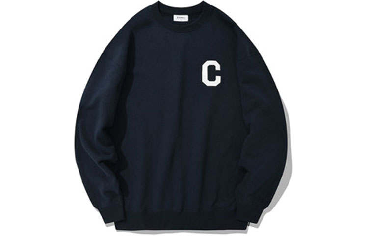 COVERNAT Sweatshirts Unisex Navy Blue Crew Neck Moderate Regular