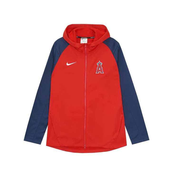 Nike Nike Sweatshirt Nike X MLB Los Angeles Angels Team, Fleece Lined Hooded Long Sleeved Cardigan Zippers Coat Red Unisex