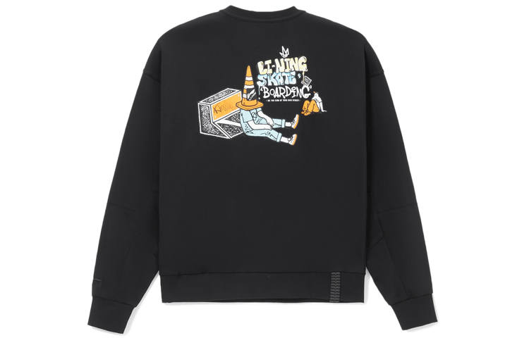 Li-Ning Li Ning Skateboard Sweatshirts Men's Black Crew Neck Moderate Regular