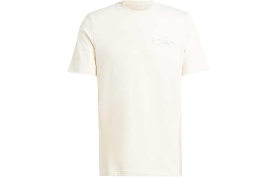 Adidas Adidas T Shirts Men's Ecru Crew Neck Moderate Straight Fit