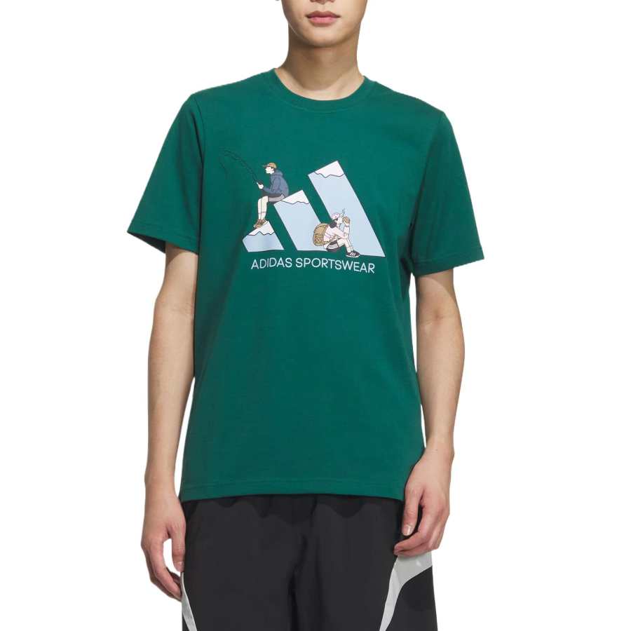 Adidas Adidas GRAPHIC SHORT SLEEVE T SHIRT T Shirt Unisex Forest Green