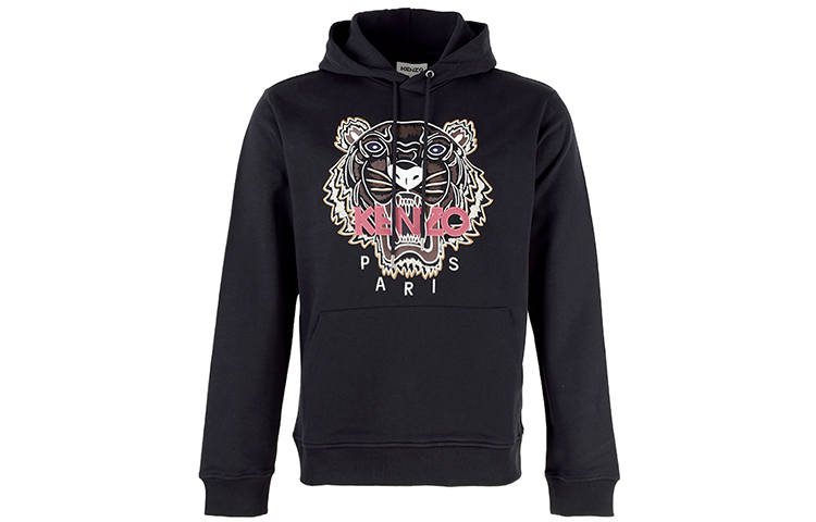 KENZO Sweatshirts Men's Black Hooded Moderate Regular