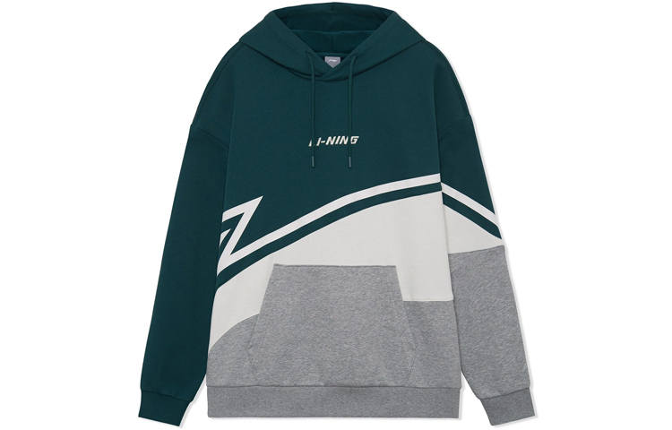 Li-Ning Li Ning Sports Fashion Collection Embroidery Logo Color Block Fleece Lined Thermal Pullover Sweatshirt Unisex