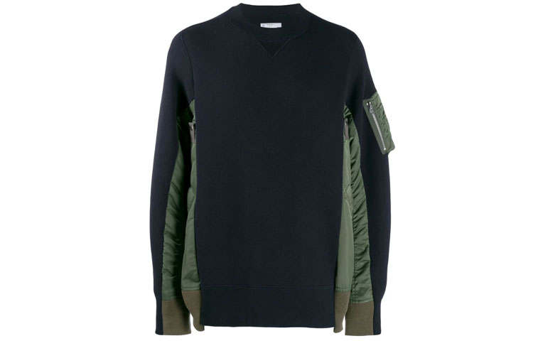 Sacai Sacai patchwork crew neck sweatshirt