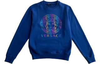 VERSACE Sweatshirts Men's Blue Crew Neck Moderate Regular