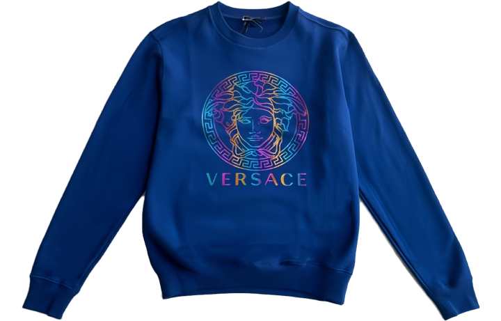 VERSACE VERSACE Sweatshirts Men's Blue Crew Neck Moderate Regular