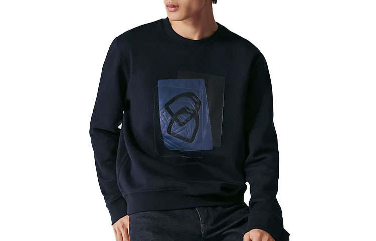 HERMES HERMES Sweatshirts Men's Blue Crew Neck Moderate Other