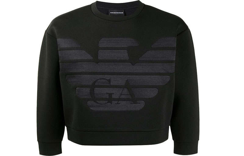 EMPORIO ARMANI Sweatshirts Men's Black Crew Neck Moderate Regular