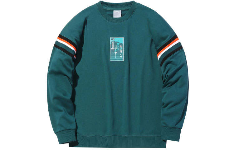Li-Ning Li Ning Sports Fashion Collection Sweatshirts Men's Marine Blue Crew Neck Moderate Regular