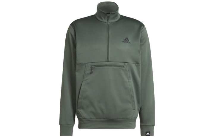 Adidas Adidas Sweatshirts Men's Green Stand Collar Moderate Regular
