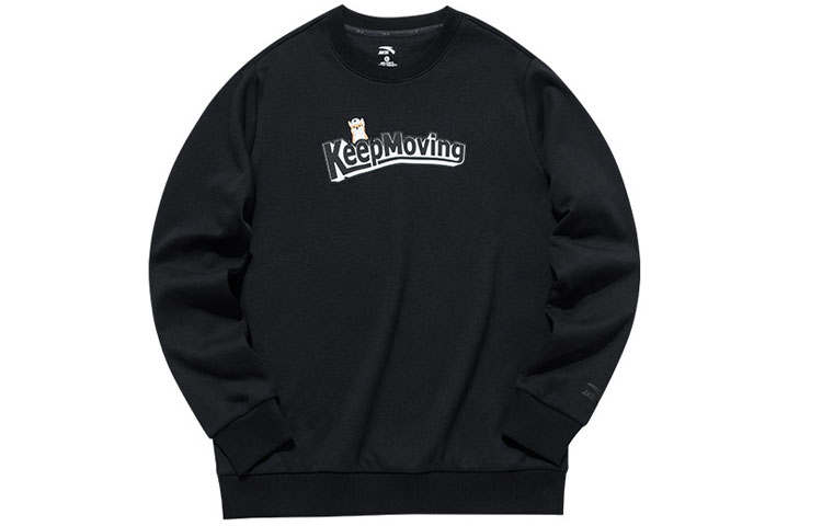 ANTA Life Collection Sweatshirts Unisex Black Crew Neck Thickened Regular