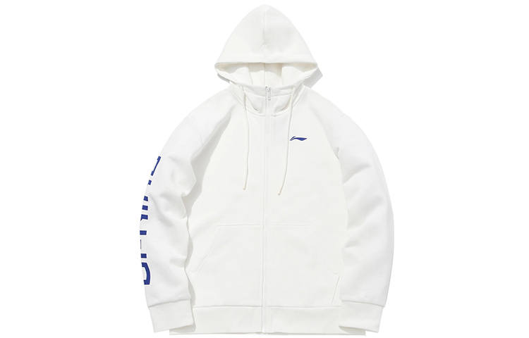 Li-Ning Li Ning Sports Fashion Collection Sweatshirts Unisex White Hooded Moderate Cardigan