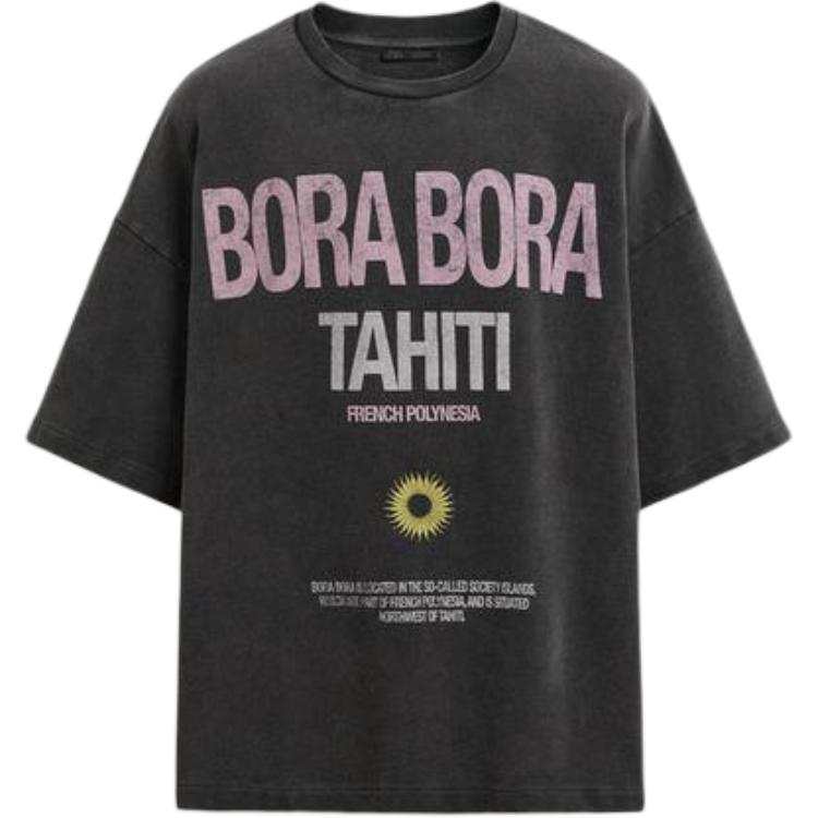 ZARA T Shirt Men's Smoke Coal Gray