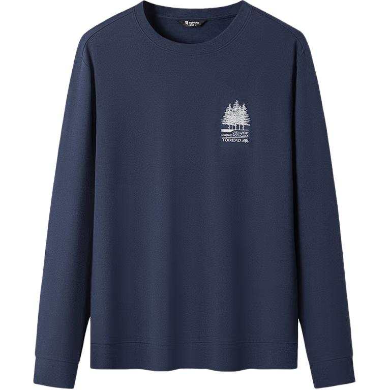 TOREAD T Shirts Men's Navy Blue Crew Neck Moderate Straight Fit