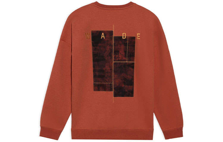 Li-Ning Li Ning Sweatshirts Unisex Floral Gray Red Brick Brown Crew Neck Moderate Regular
