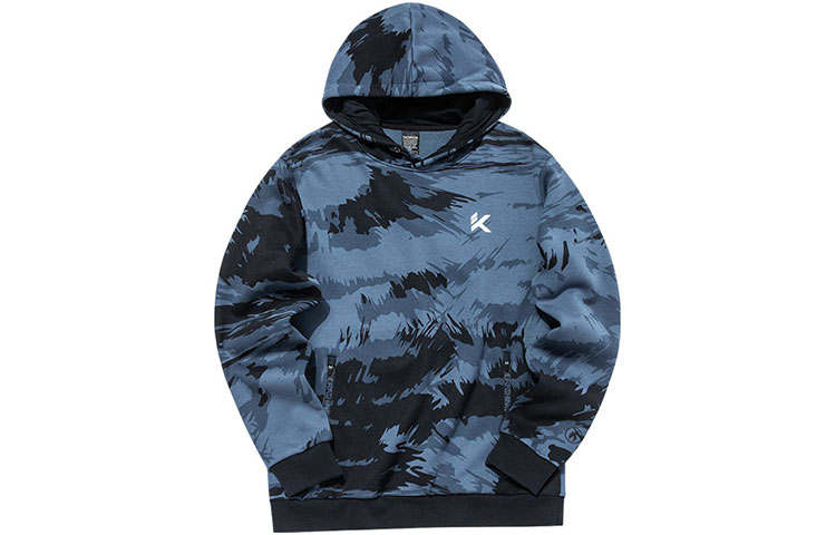 Anta Basketball Collection Camouflage Fleece Lined Thermal Casual Long Sleeved Sweatshirt Men's Blue Black