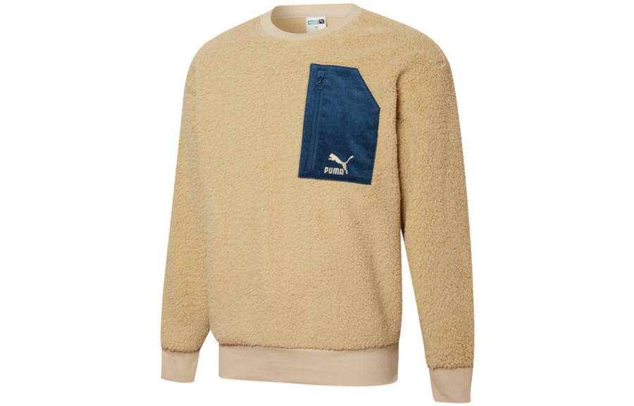 PUMA PUMA Sweatshirts Men's Khaki Crew Neck Moderate Regular