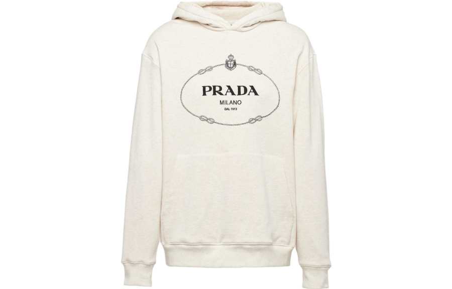 PRADA PRADA Logo-Embroidered Long-Sleeved Hoodie