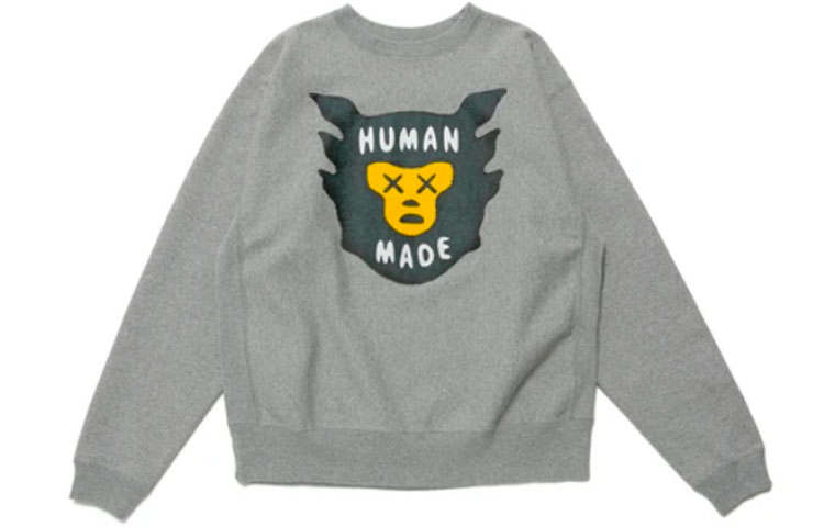 HUMAN MADE X KAWS HUMAN MADE X KAWS Sweatshirts Unisex Gray Crew Neck Moderate Regular