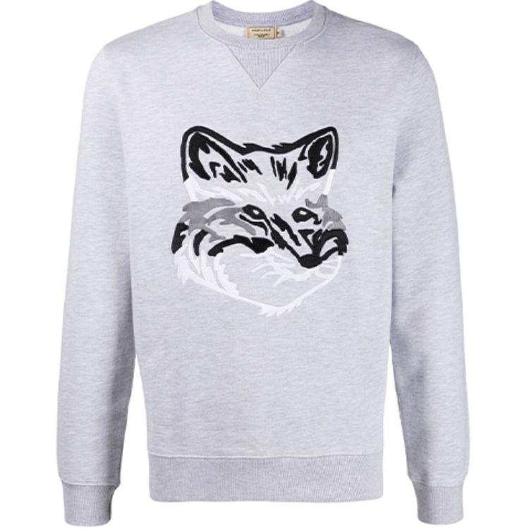 Maison Kitsune Sweatshirts Men's Gray Crew Neck Moderate Regular
