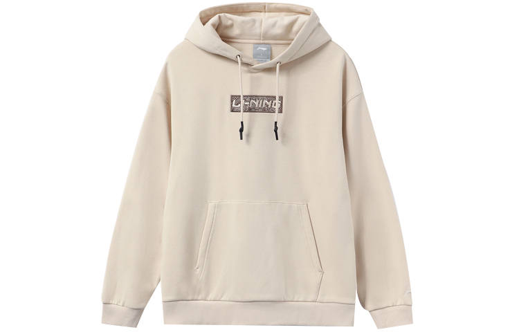 Li-Ning Li Ning Sports Fashion Collection Embroidery Logo Loose Fit Fleece Lined Thermal Hooded Long Sleeved Sweatshirt Unisex