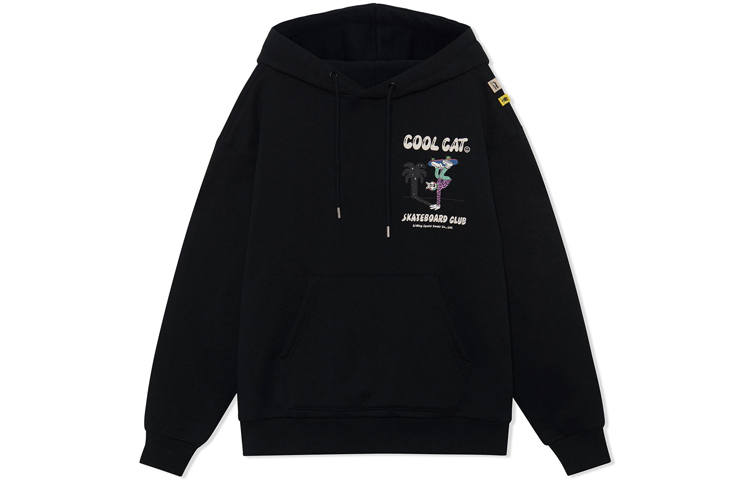 Li-Ning Li Ning X STEVEN HARRINGTON Skateboard Sweatshirts Unisex Black Hooded Thickened Regular