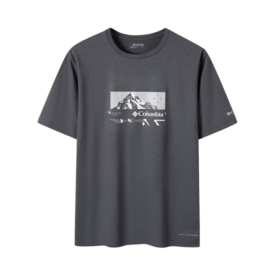 Columbia T Shirts Men's Gray Crew Neck Moderate