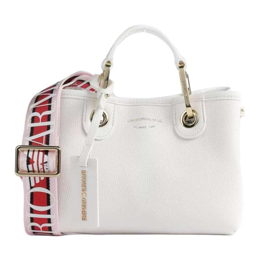EMPORIO ARMANI Pu Tote Bag, Shopping Bag, Shoulder Bag, Crossbody Bag, Handbag Mini Women's White