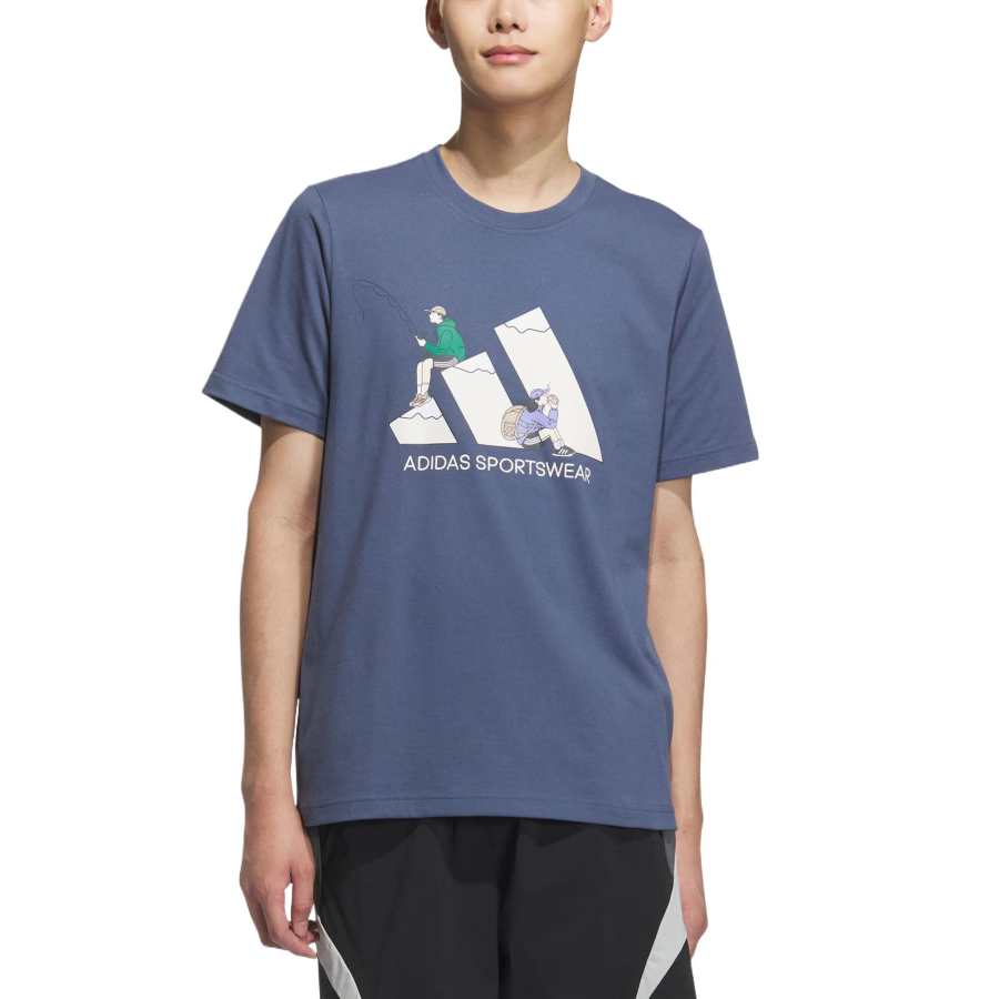 Adidas Adidas GRAPHIC SHORT SLEEVE T SHIRT T Shirt Men's Gray Blue