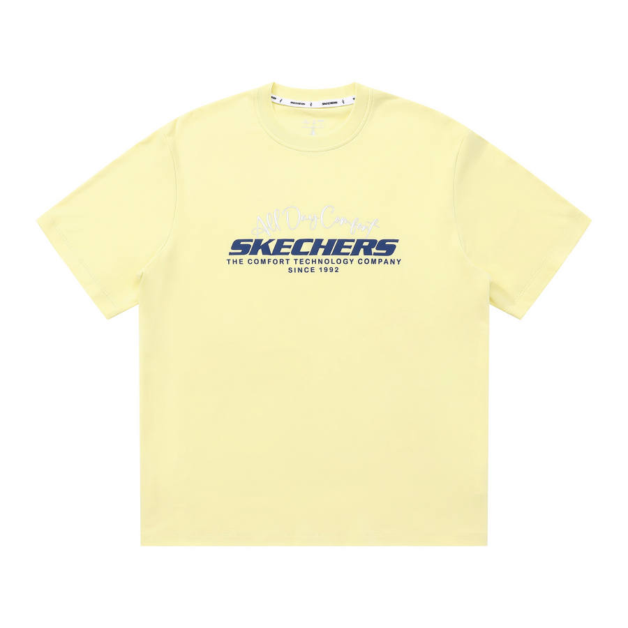 Skechers Elegant Diamond Collection T Shirt Unisex Light Gray Yellow