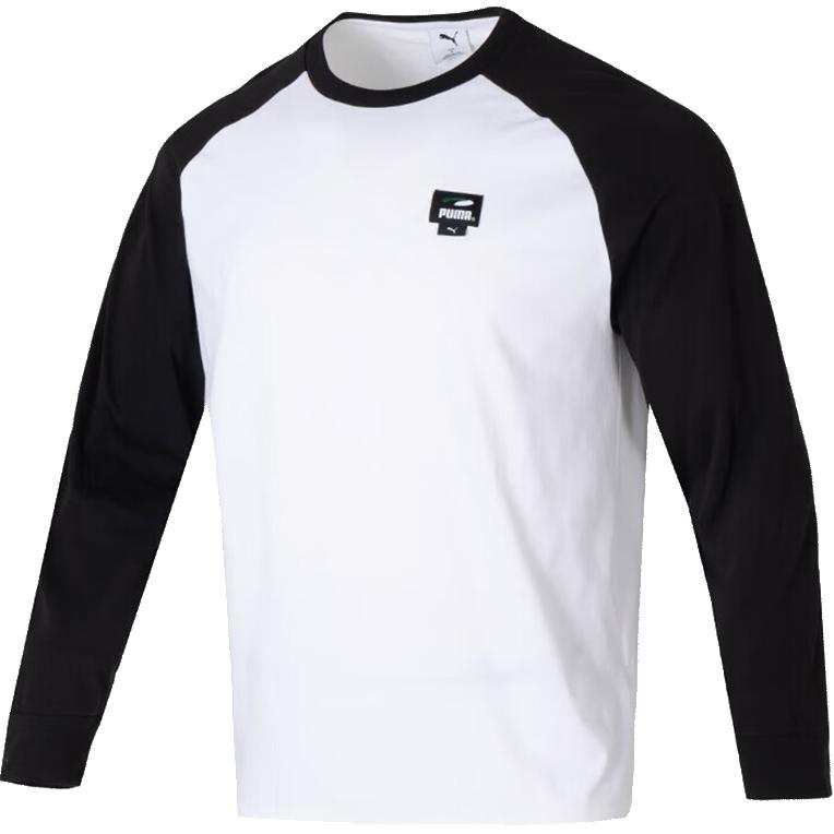 PUMA T Shirts Men's Black White Crew Neck Moderate