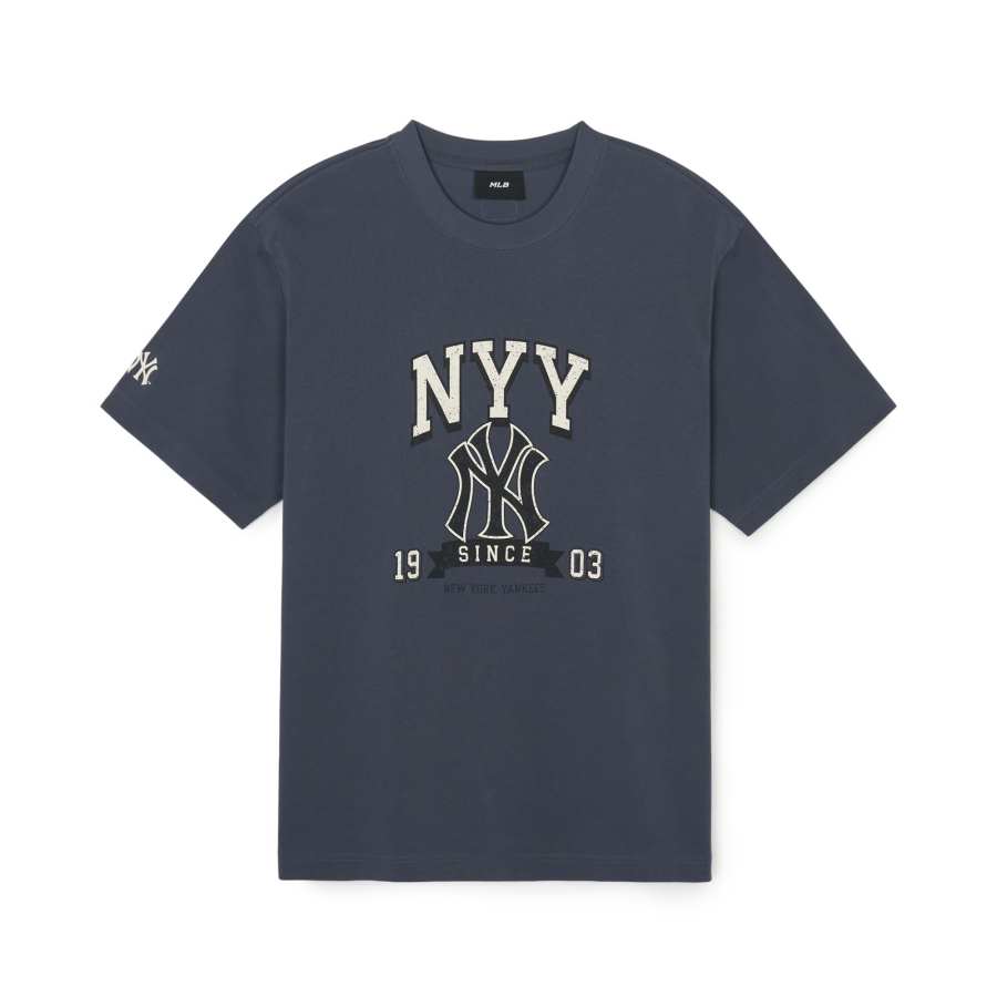 MLB New York Yankees T Shirts Unisex Gray Crew Neck Moderate Straight Fit