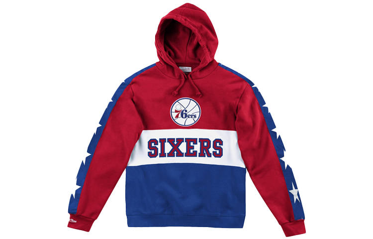Mitchell Ness Mitchell Ness Sweatshirts Unisex Red Blue Hooded Thickened Regular