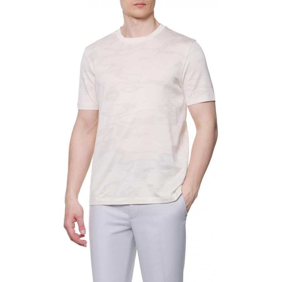 HUGO BOSS T Shirts Men's Beige Crew Neck Straight Fit