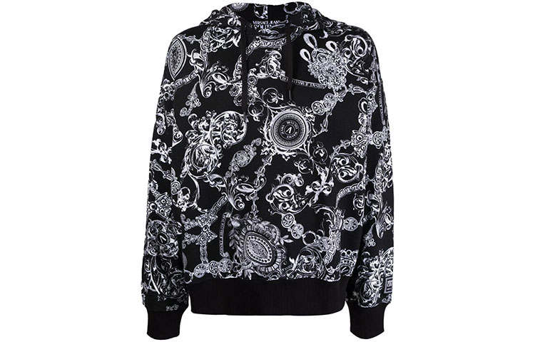 VERSACE JEANS COUTURE Sweatshirts Men's Black Hooded Moderate Regular