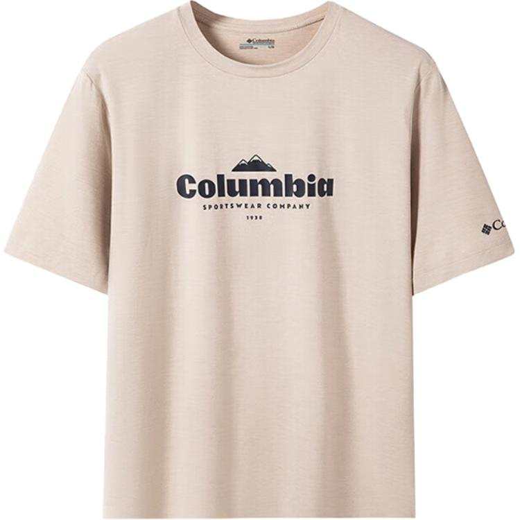 Columbia T Shirts Men's Khaki Crew Neck Moderate
