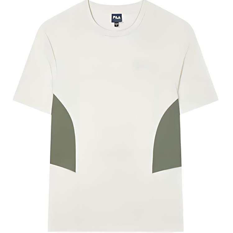 FILA T Shirts Men's Cloud White Crew Neck Moderate Straight Fit
