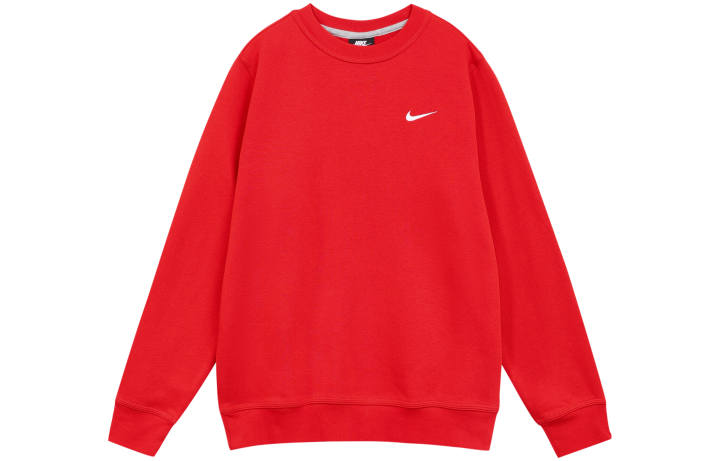 Nike Nike Fleece Solid Color Fleece Lined Thermal Pullover Sweatshirt Men's Red