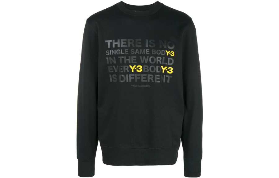 Y-3 Y 3 Sweatshirts Men's Black Crew Neck Moderate Regular