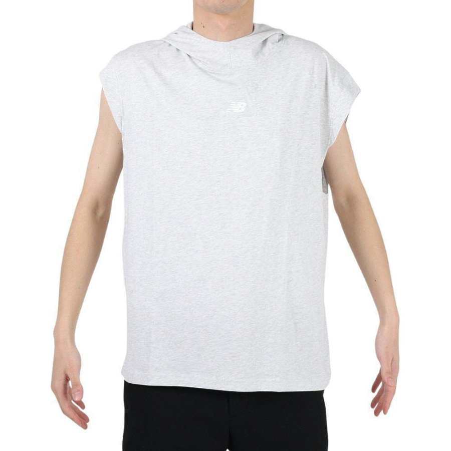 New Balance New Balance T Shirts Men's Gray Hooded Moderate Straight Fit