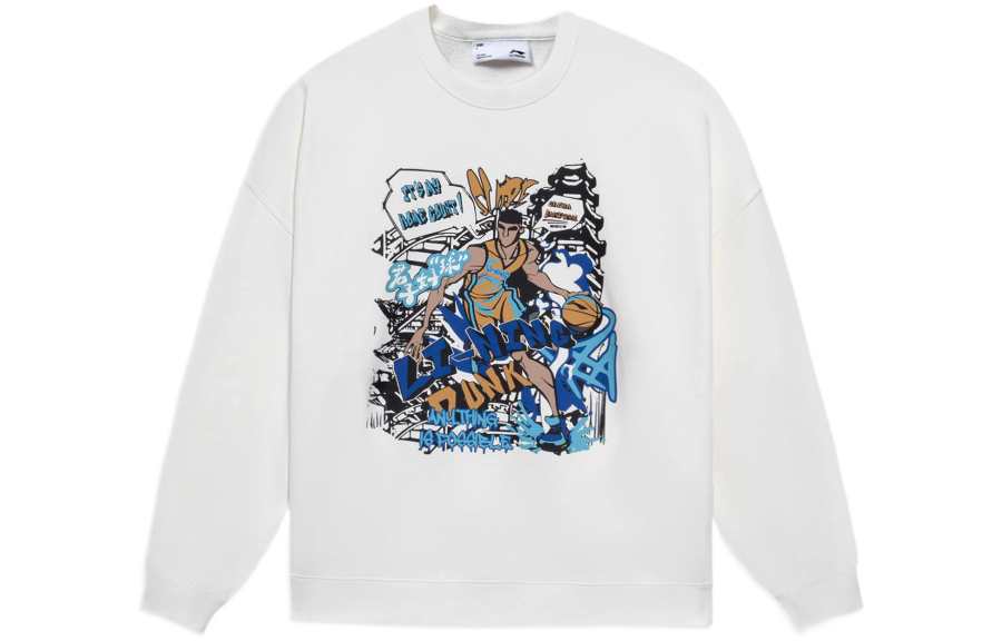 Li-Ning Li Ning Sports Basketball Collection Sweatshirts Unisex White Crew Neck Moderate Other