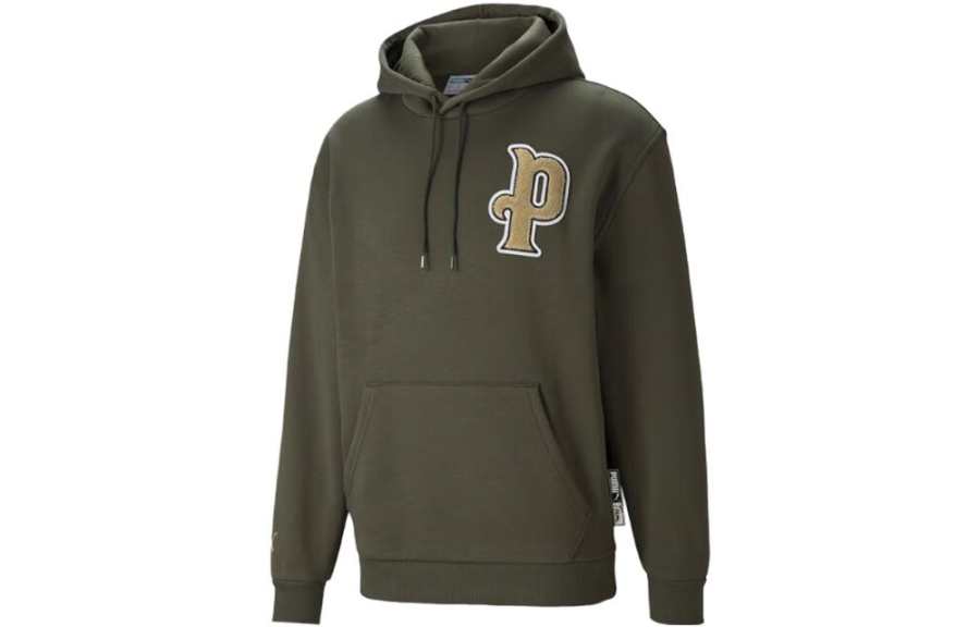 PUMA Sweatshirts Men's Green Hooded Moderate Regular