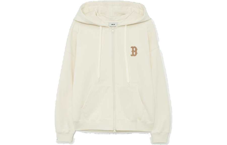 MLB RED SOX Sweatshirts Unisex Cream Hooded Moderate Cardigan