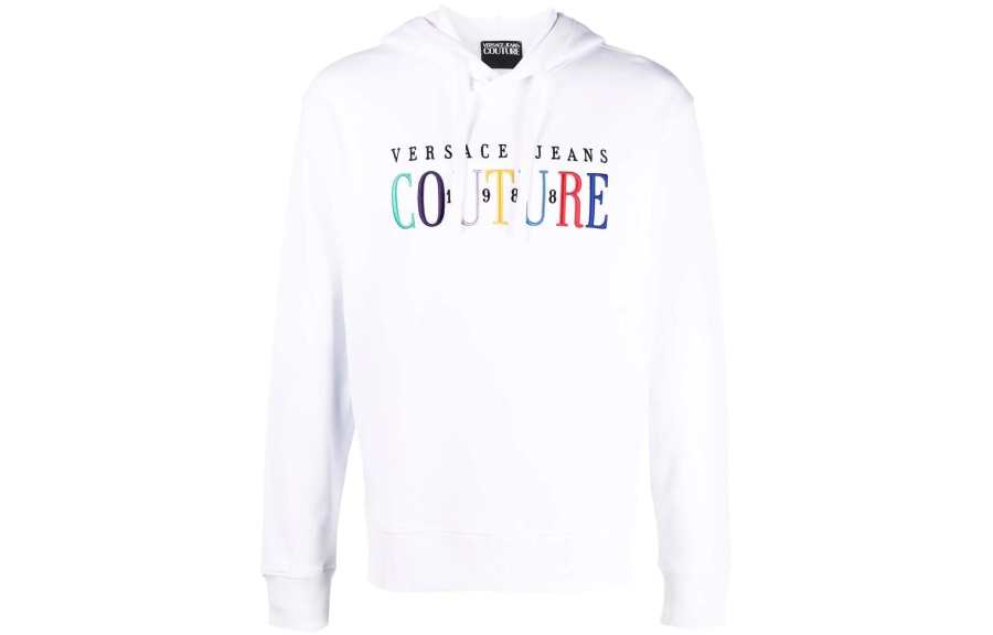 VERSACE JEANS COUTURE Sweatshirts Men's White Hooded Moderate Regular