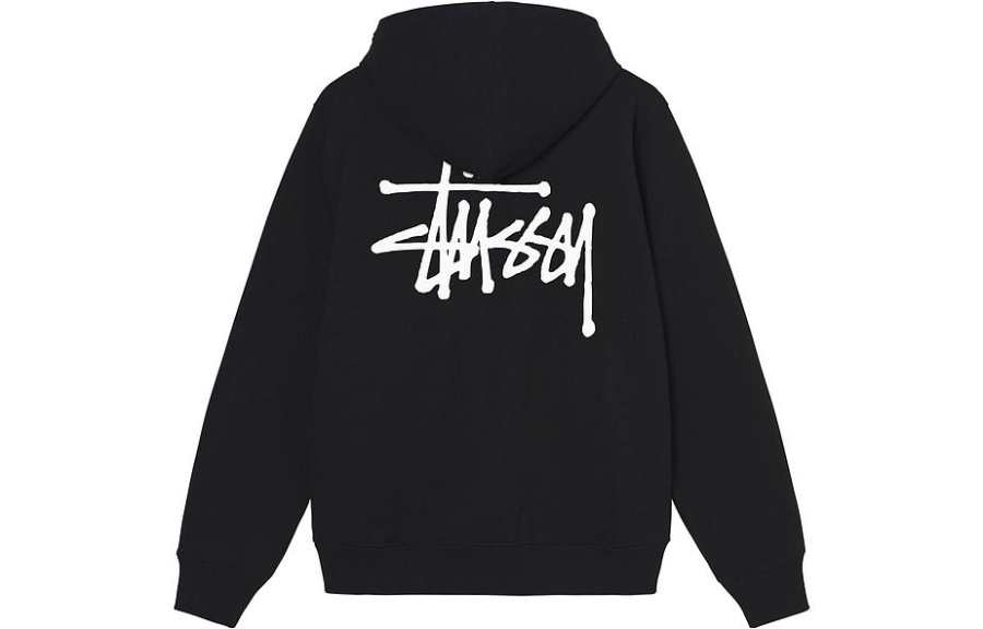 Stussy SS22 Pullover Letter Print Basic Fleece Lined Loose Fit Hooded American Vintage Sweatshirt Unisex