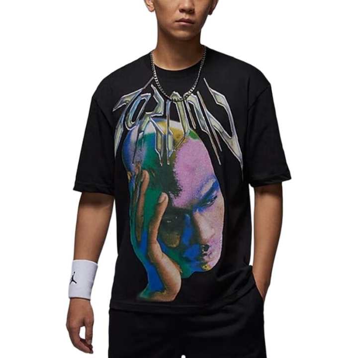 Jordan Jordan As M J T Shirts Men's Black Crew Neck Moderate