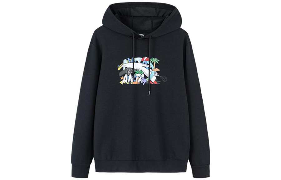 ANTA Life Collection Sweatshirts Unisex Black Hooded Moderate Regular