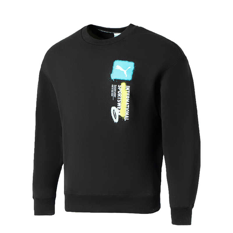 PUMA PUMA Sweatshirts Men's Black Crew Neck Moderate Regular