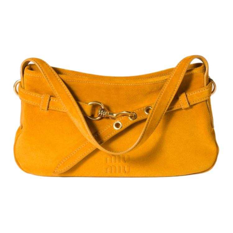 MIU MIU Aventure Calfskin Handbag, Shoulder Bag Medium Women's Ginger Yellow